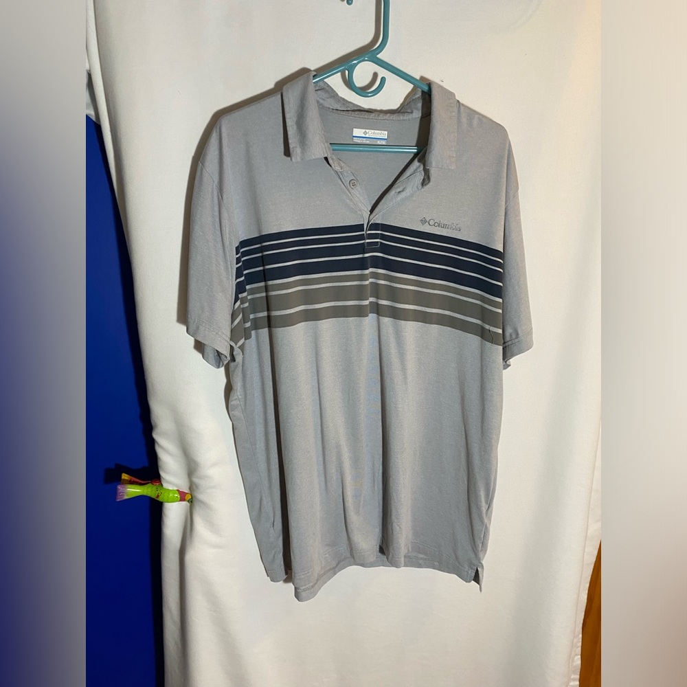 Columbia Gray Polo Shirt Classic Short Sleeve, Size X-Large